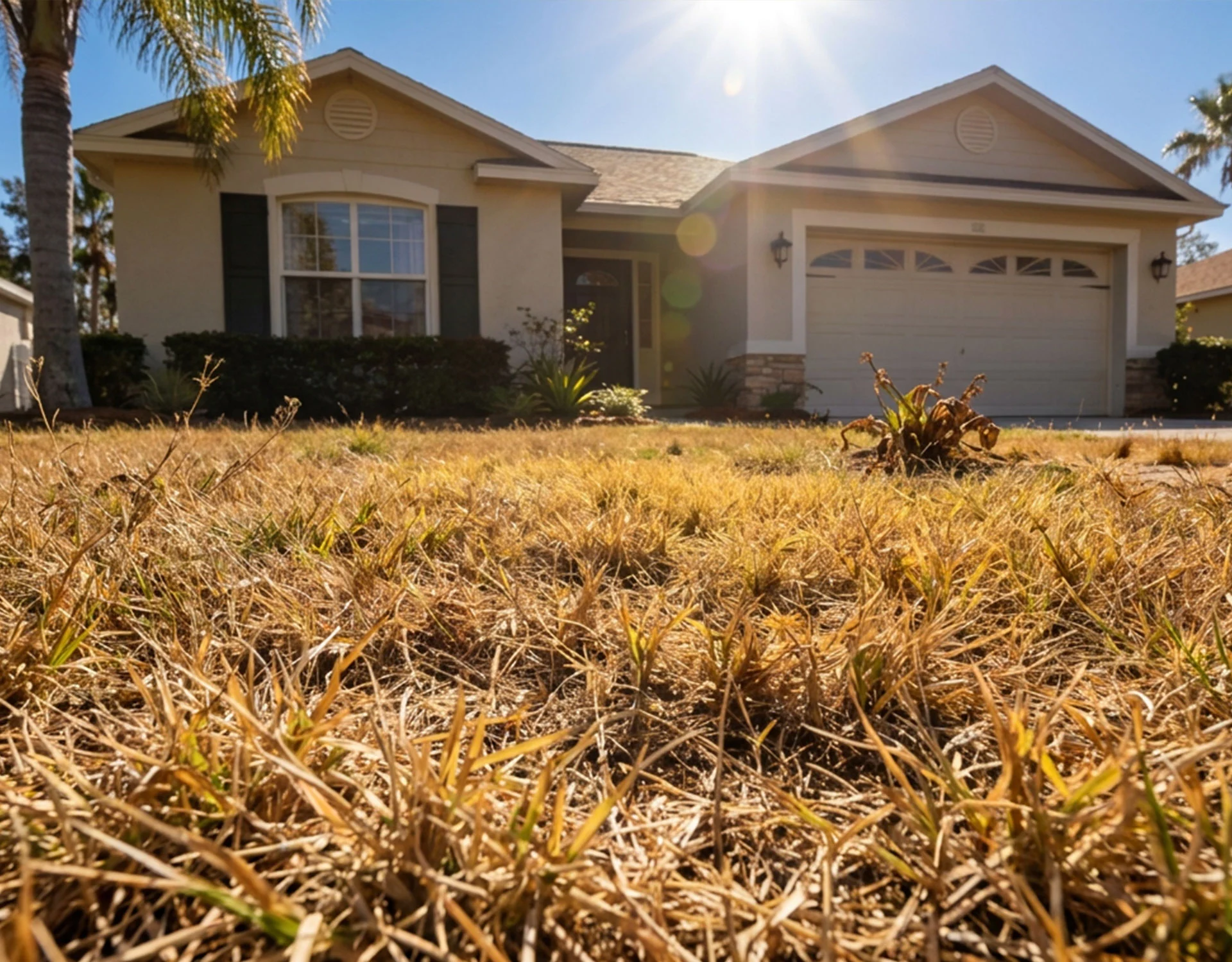 tampa bay home with dry lawn