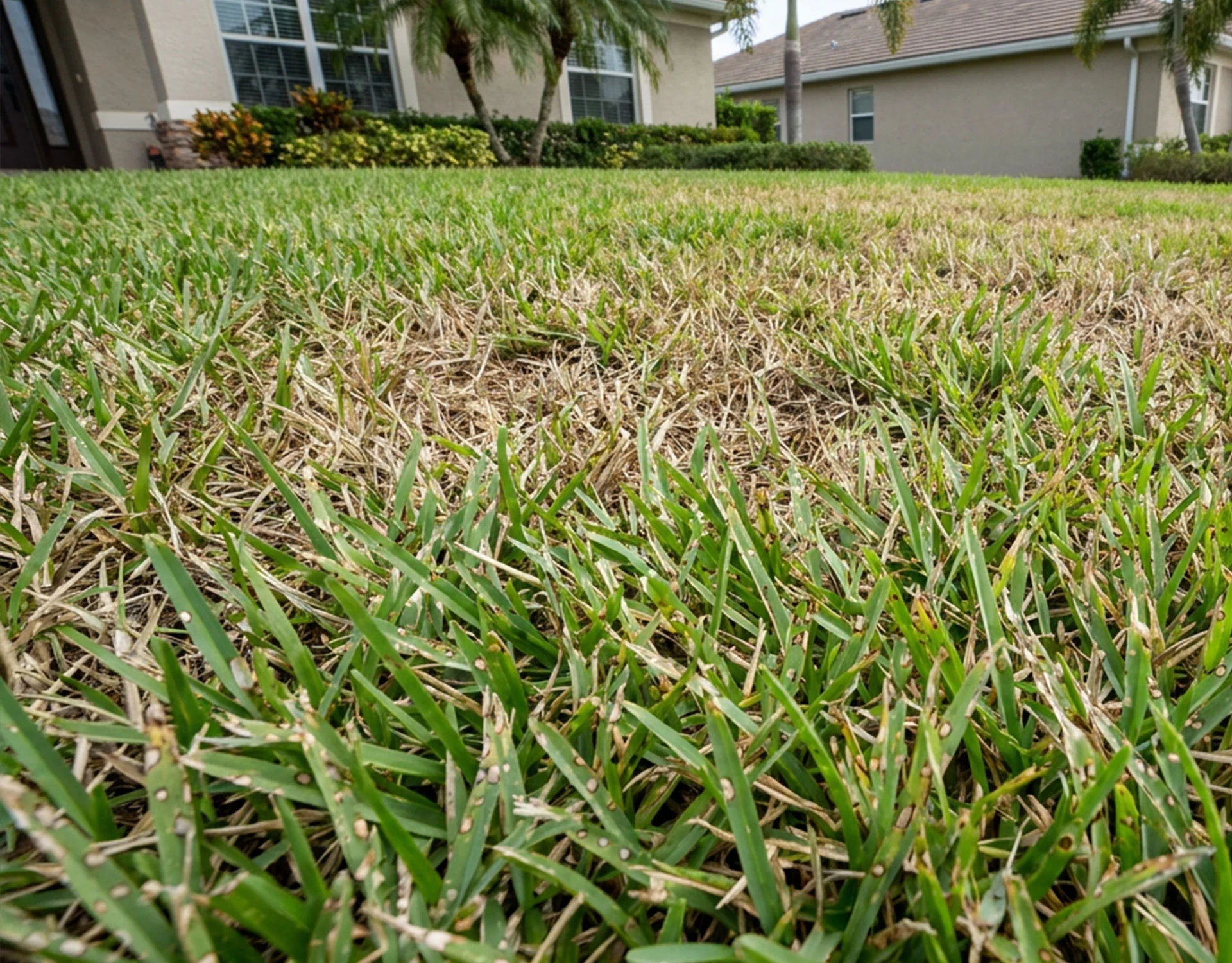 Gray leaf spot fungus on St. Augustine grass in Tampa Bay
