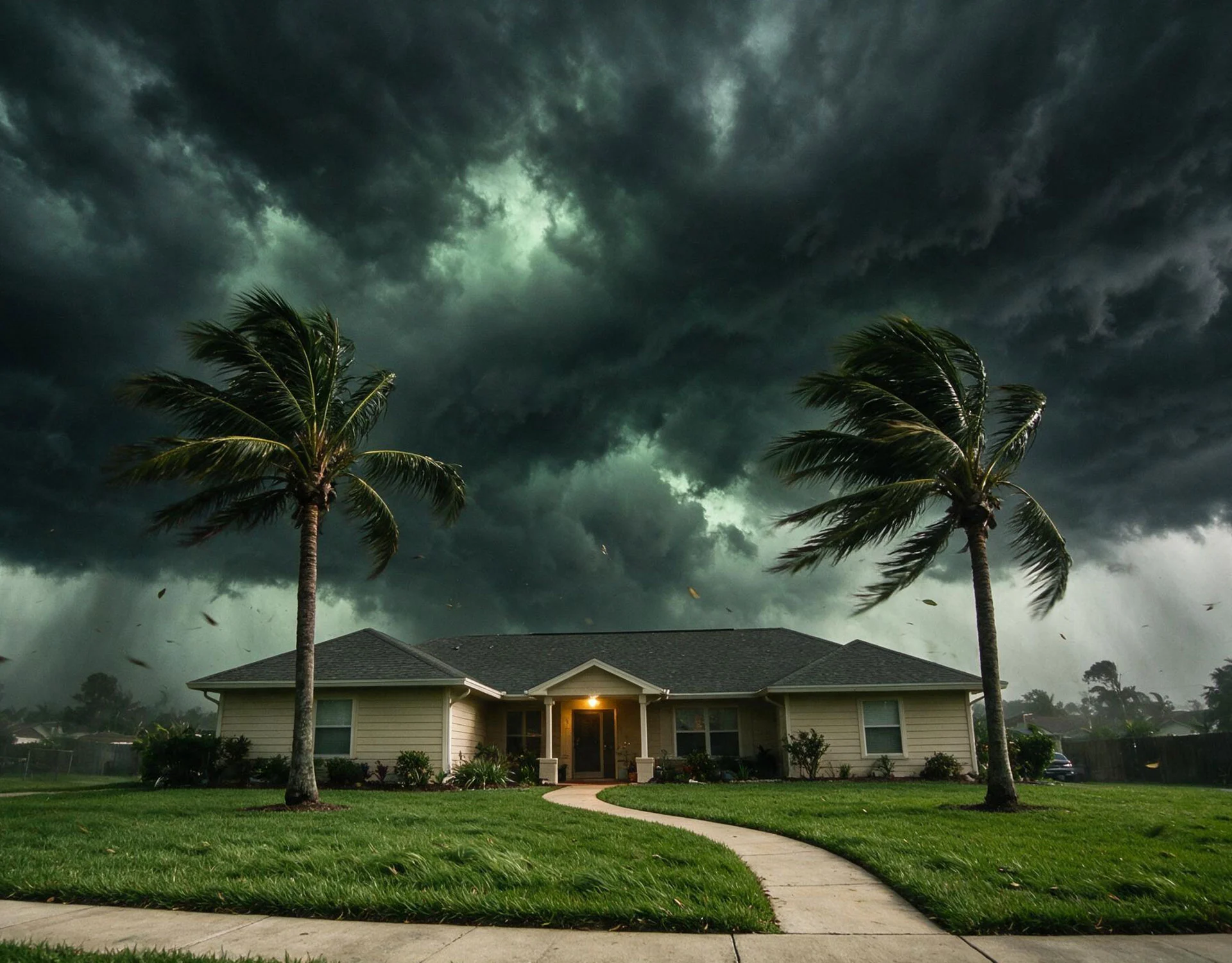 storm forming over suburban tampa bay home
