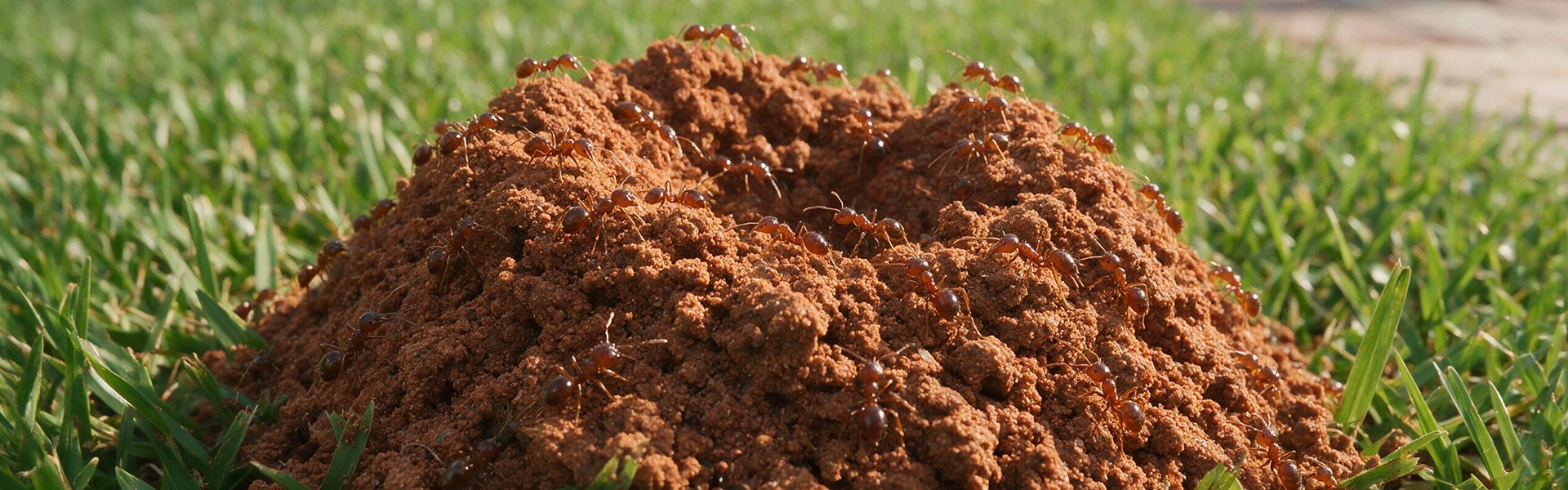Fire ant mound in a Tampa Bay lawn after rain
